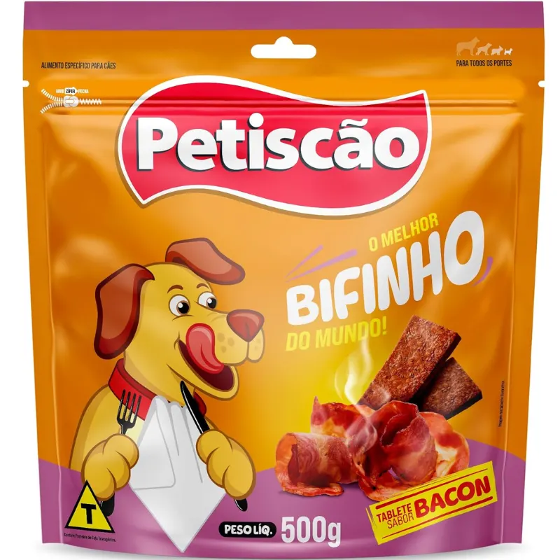Petiscão Tablete Bifinho Mastigável Bacon 500 g
