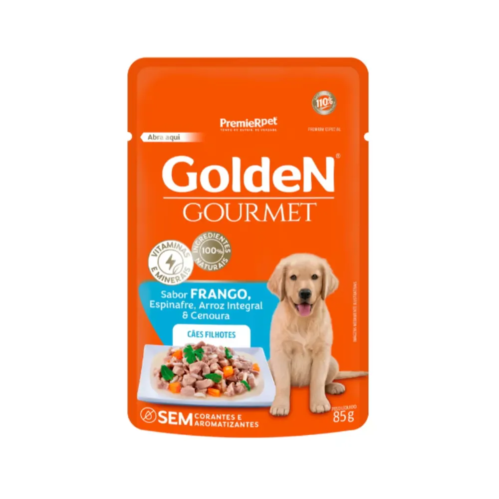 Ração Úmida Golden Gourmet Cães Filhotes Frango 85g