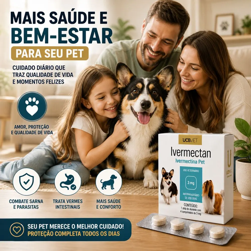 Ivermectan Pet com 4 Comprimidos
