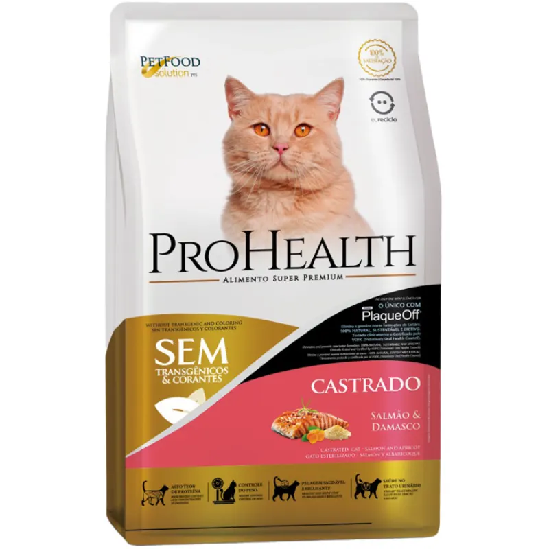 Ração ProHealth Gato Adulto Castrado Salmão