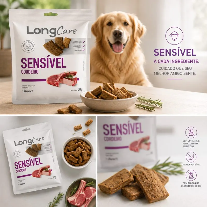 Snack LongCare Funcional Sensível para Cães Adultos Sabor Cordeiro 50 g