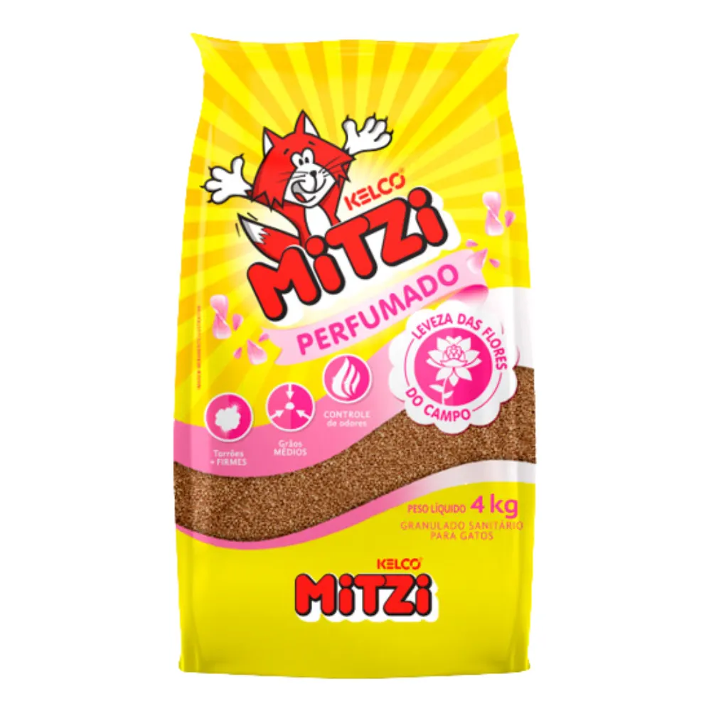 Areia  Granulado Para Gato Mitzi Perfumado 4kg