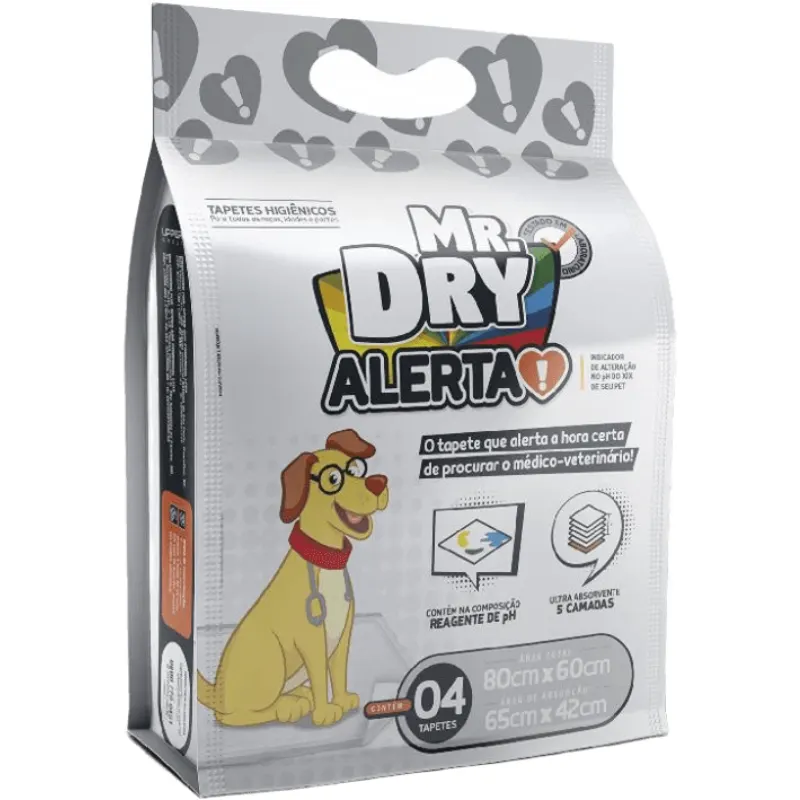 Tapete Higiênico Mr Dry Alerta com 4 Un 80x60