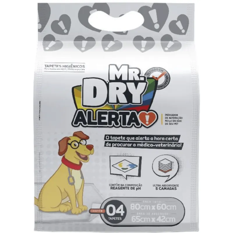 Tapete Higiênico Mr Dry Alerta com 4 Un 80x60