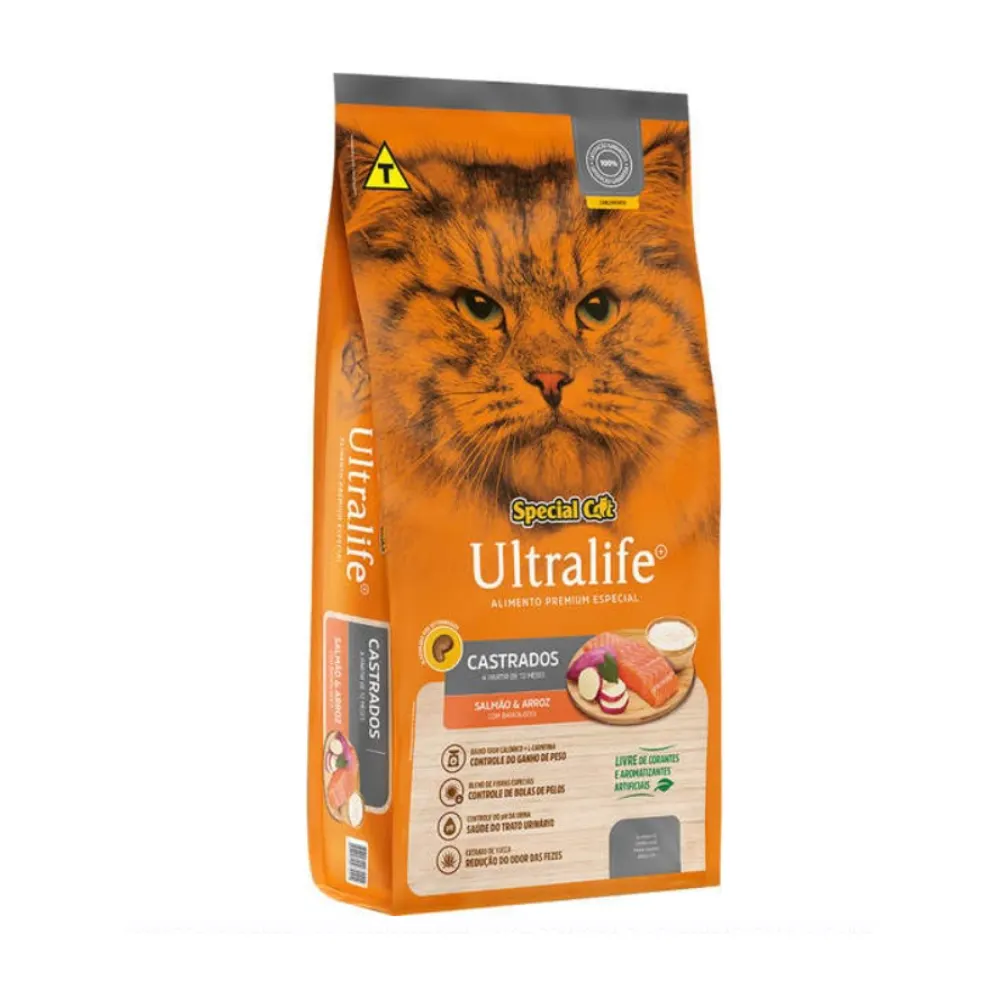 Ração Special Cat Ultralife Gatos Castrados Sabor Salmão 3 Kg