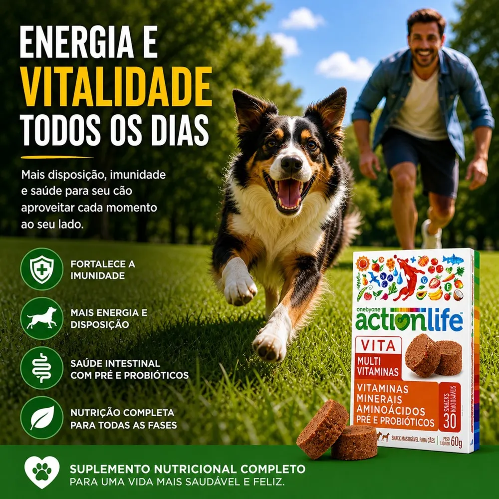 Actionlife Vita Multivitaminas Snack Mastigável Cães 60g