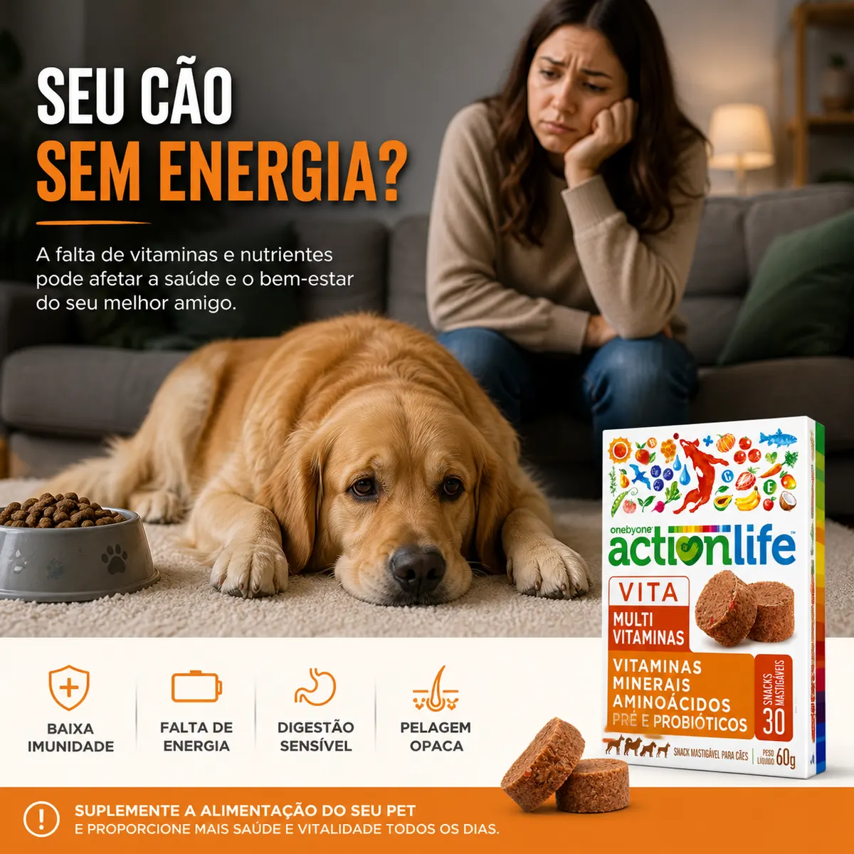 Actionlife Vita Multivitaminas Snack Mastigável Cães 60g