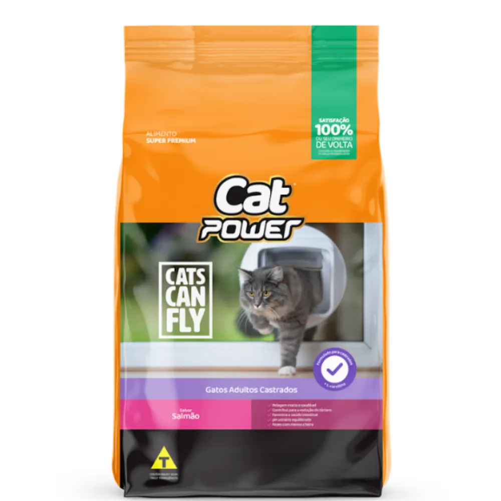 Ração Super Premium Cat Power Gato Adulto Castrado Salmão 1Kg