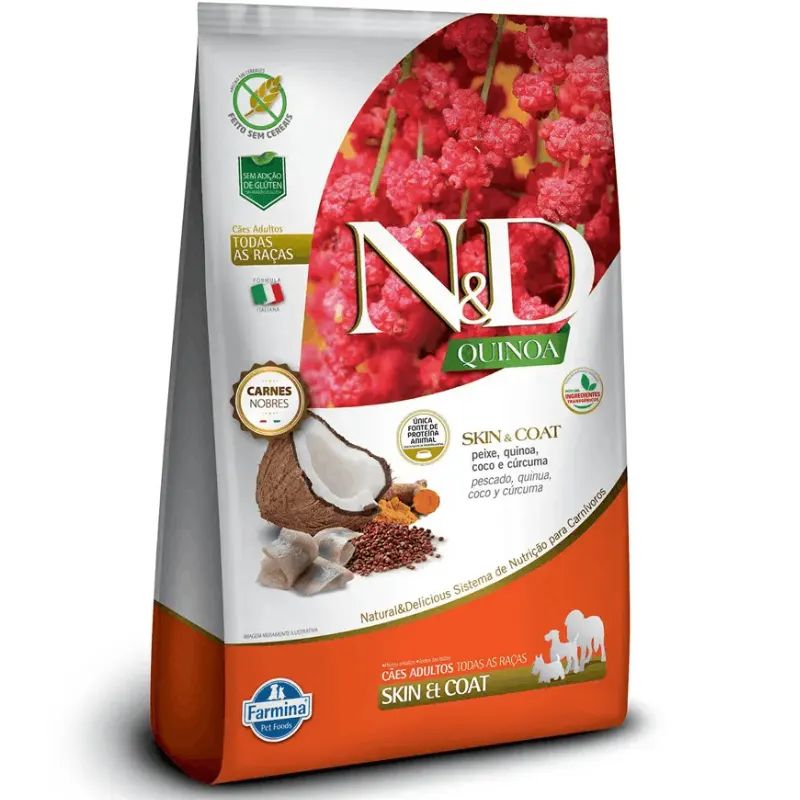 Ração N&D Pele e Pelo Quinoa para Cães Adultos Sabor Peixe 10,1 Kg