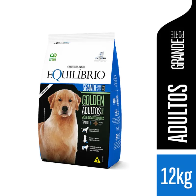 Ração Equilíbrio Golden para Cães Adultos de Grande Porte Sabor Frango 12 Kg