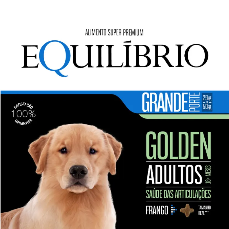 Ração Equilíbrio Golden para Cães Adultos de Grande Porte Sabor Frango 12 Kg