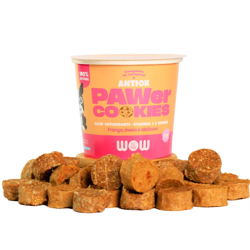 Petisco Natural PAWer Cookies ANTIOX de frango, aveia e abóbora WOW 35 g