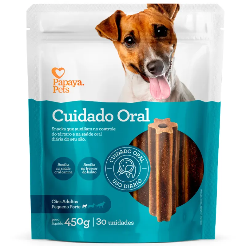 Snack Papaya Pets Cuidado Oral para Cães Adultos de Porte Pequeno 450 g