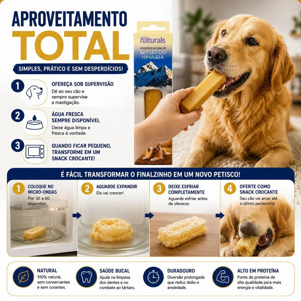 Petisco Amicus Queijo de Yak Natural do Himalaia Grande 100 g