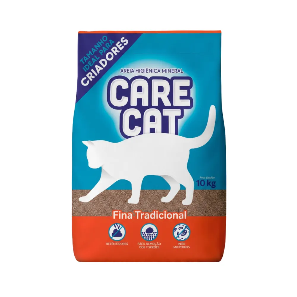 Areia Higiênica CareCat Tradicional Fina 10 kg