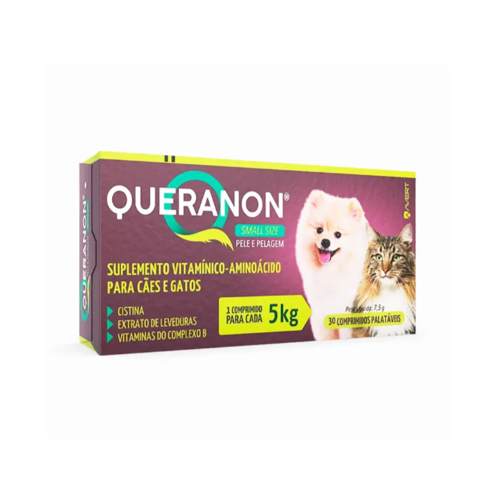 Suplemento Vitamínico Queranon Cães/Gatos 30 Comprimidos Palatáveis