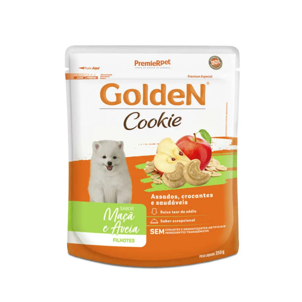 Biscoito Premier Golden Cookie Maçã e Aveia para Cães Filhotes 350g