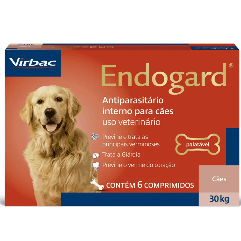 Antiparasitário Virbac Endogard para Cães de Até 30 kg com 6 Comprimidos