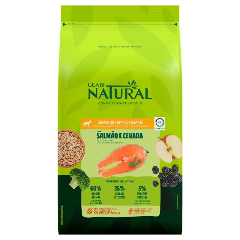 Guabi Natural Cão Adulto Grande Gigante Salmão E Cevada 12Kg
