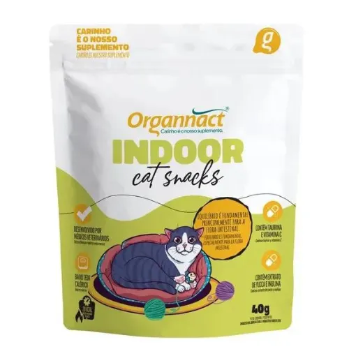 Petisco Organnact Cat Snacks Indoor para Gatos 40 g
