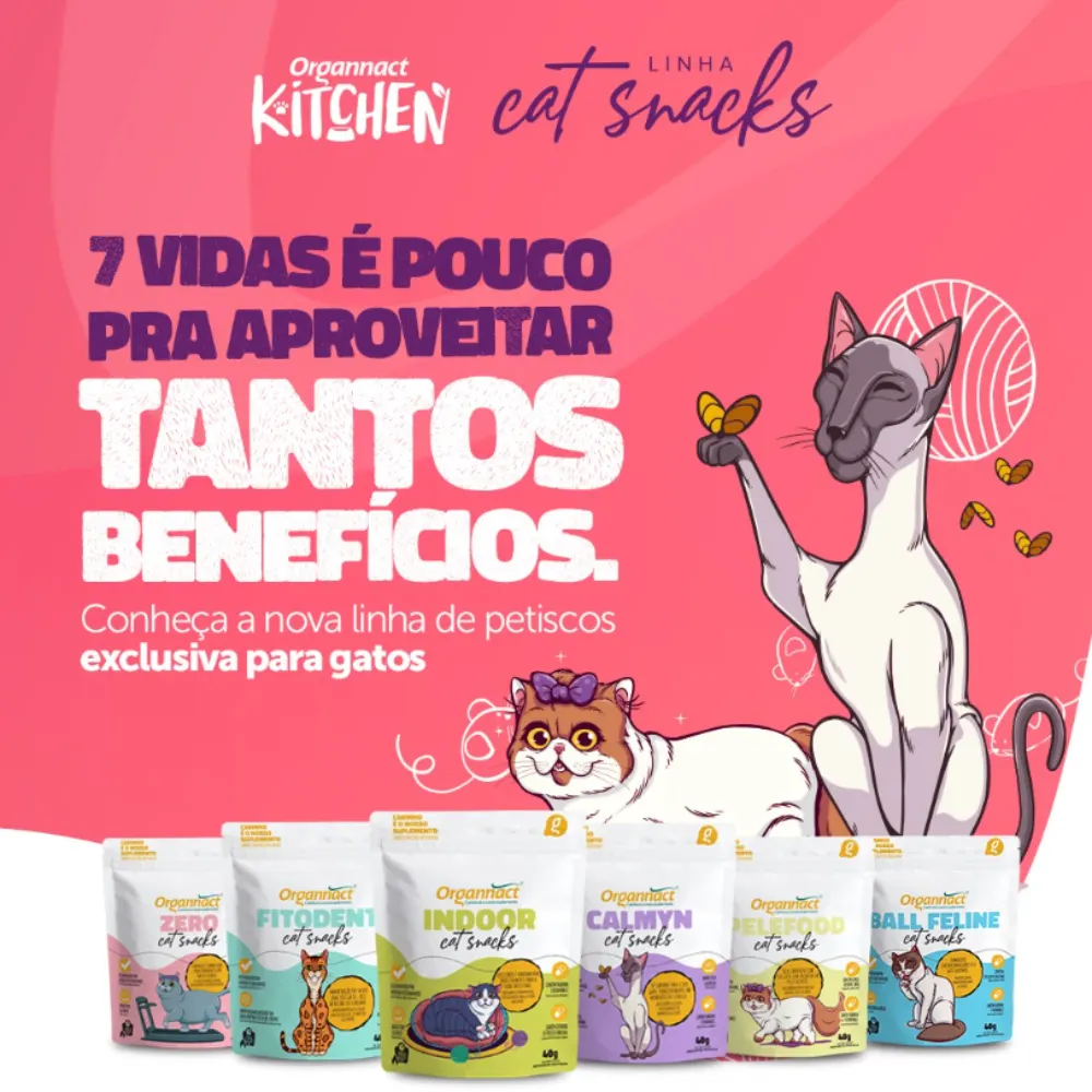 Petisco Organnact Cat Snacks Indoor para Gatos 40 g