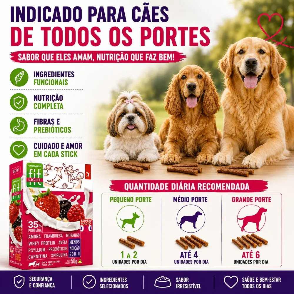 Stick FIT LIGHT Spin Pet - 50g - Amora + Framboesa + Morango
