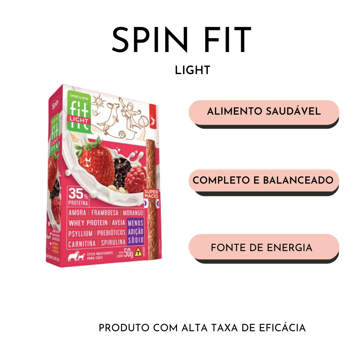 Stick FIT LIGHT Spin Pet - 50g - Amora + Framboesa + Morango