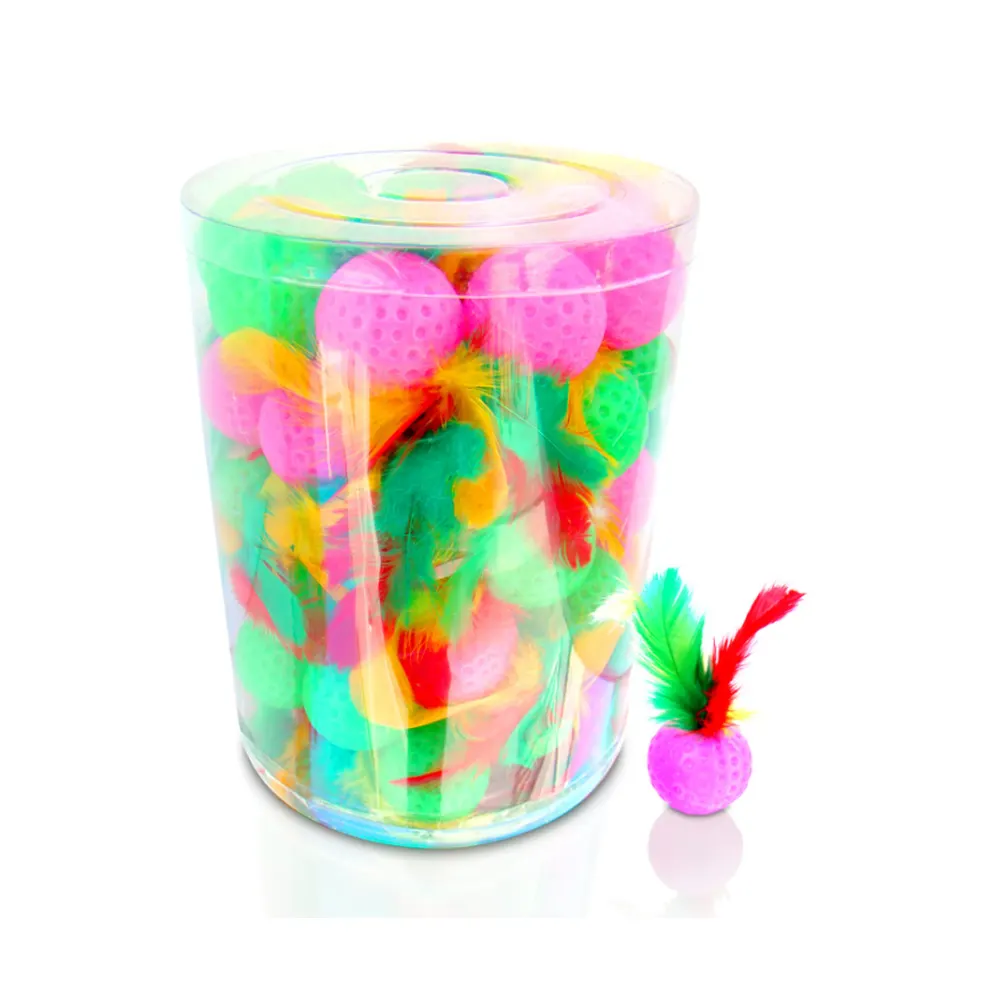 Bolinha de Plástico com Penas Variadas coloridas - 1 unidade