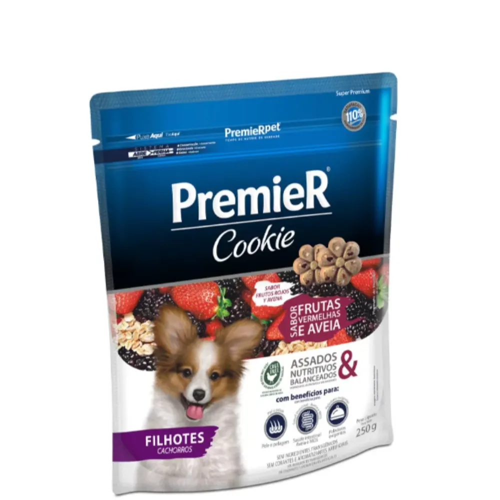 Biscoito Premier Cookie Cães Filhote Fruta/Vermelha/Aveia 250g