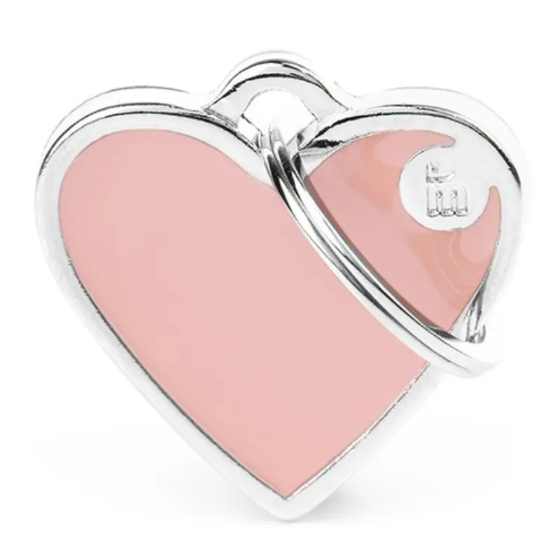 Medalha de identificação My Family Coração Handmade Pequeno Rosa