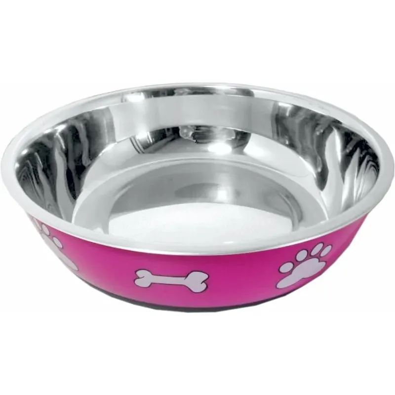 Comedouro BBB Pet Inox Luxo Pata Osso Rosa