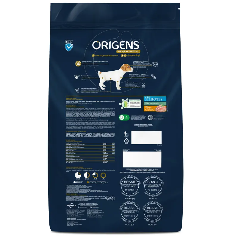 Ração Origens Cães Filhotes Mini Pequeno Frango Cereais