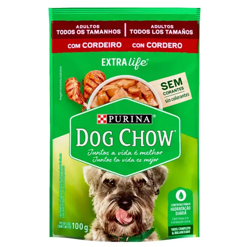 Dog Chow Sachê Para Cães Adultos Sabor Cordeiro 100 g