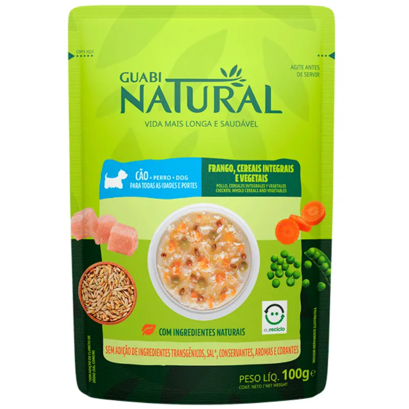 Natural Guabi Sachê Frango Cereais Vegetais Cães 100G