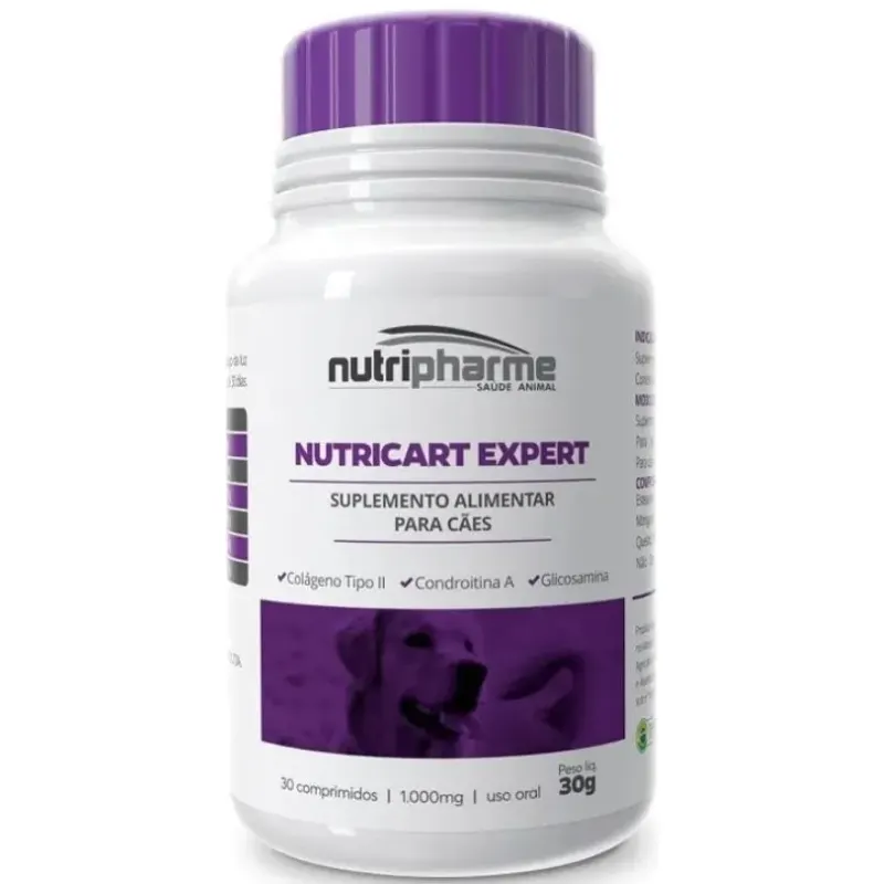 Suplemento Alimentar Nutripharme Nutricart Expert 1.000mg para Cães 30 Comprimidos