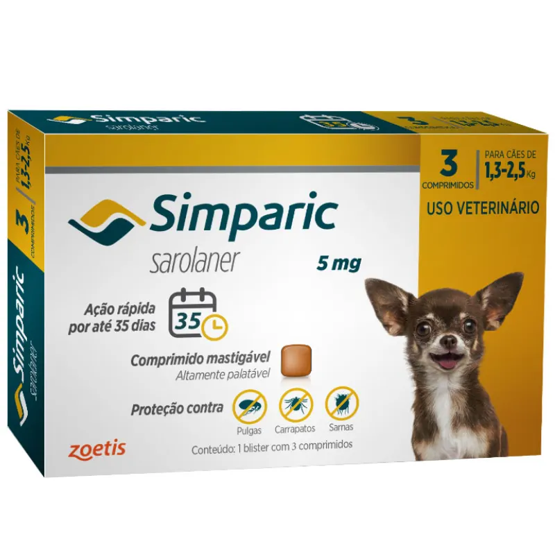 Simparic 5 mg para Cães de 1,3 a 2,5 Kg
