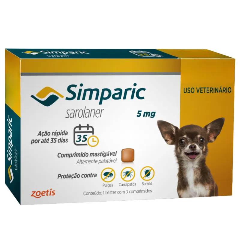 Simparic 5 mg para Cães de 1,3 a 2,5 Kg