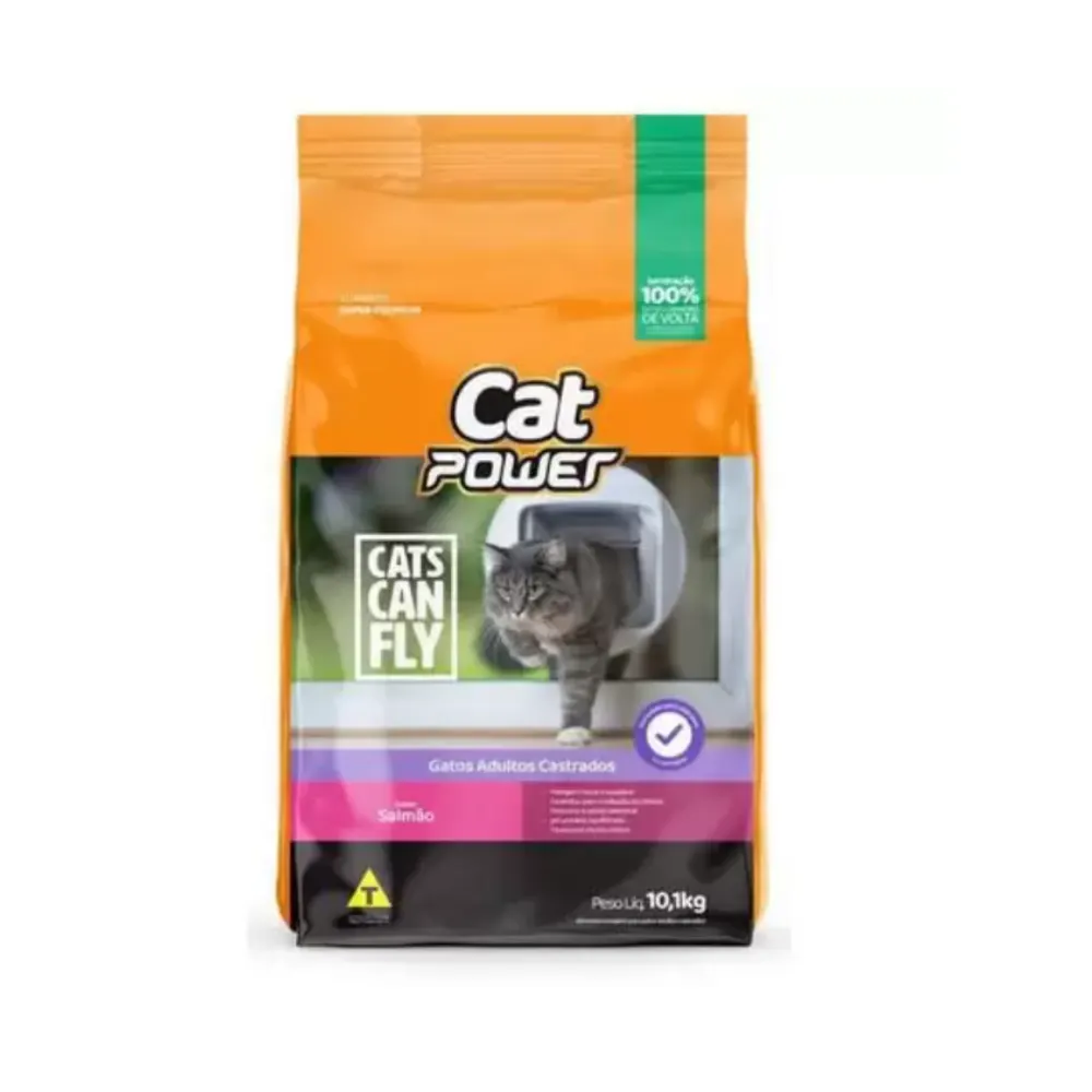 Ração Cat Power Gatos Castrados Sabor Salmão 10,1Kg