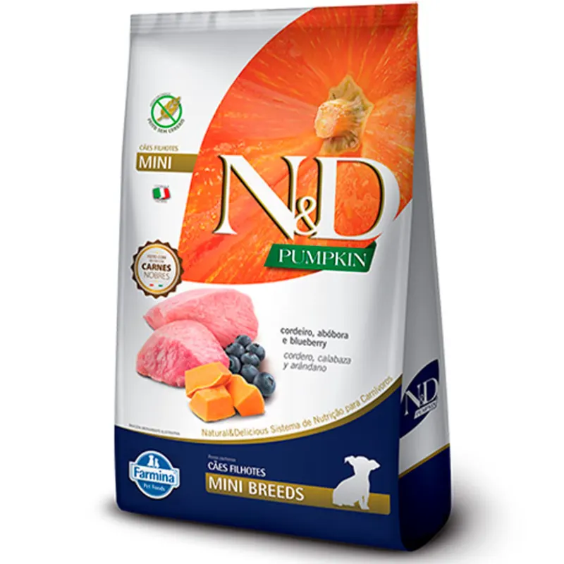 Ração N&D Pumpkin Cães Filhotes Mini Pequeno Sabor Cordeiro 800 g