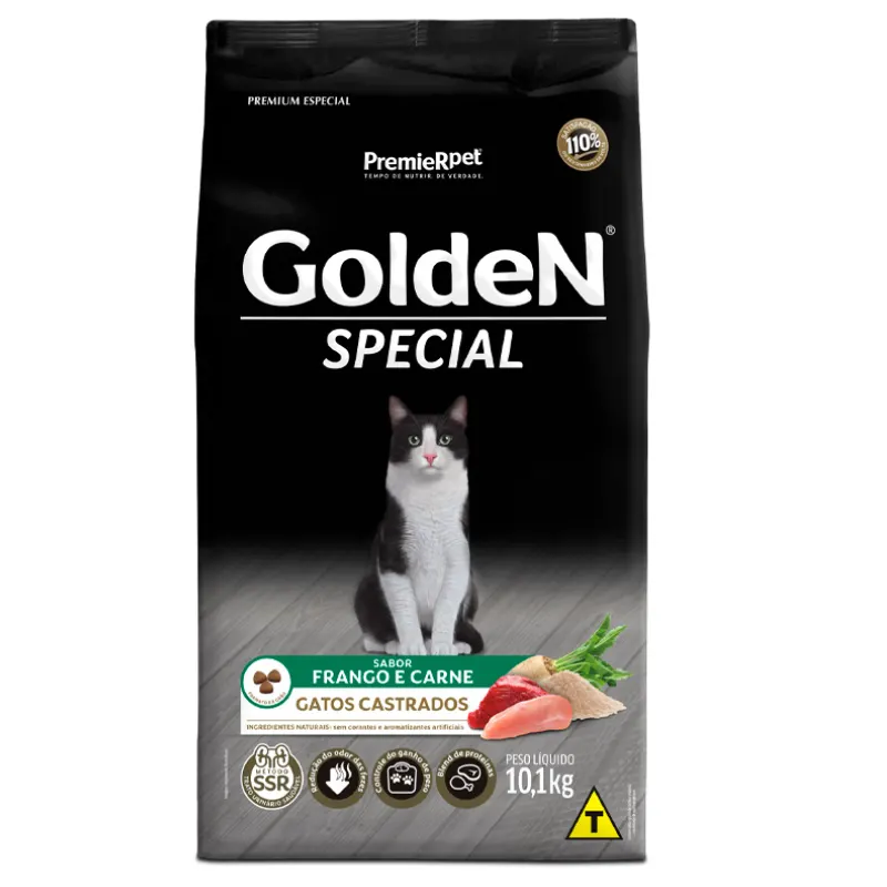 Ração Golden Special Gatos Adultos Castrados Frango 10,1Kg