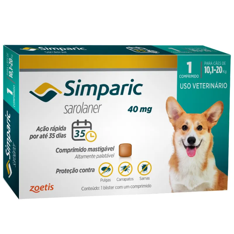 Simparic 40 mg para Cães 10 a 20 Kg