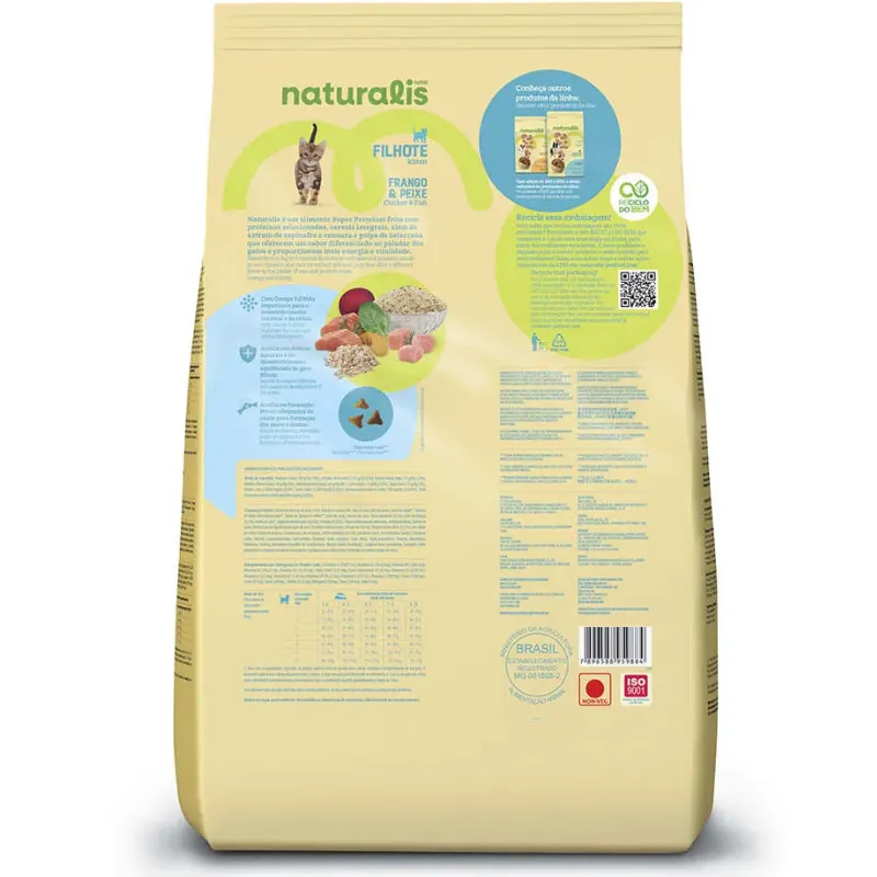 Ração Naturalis para Gatos Filhotes Sabor Peixe e Frango 10,1 kg