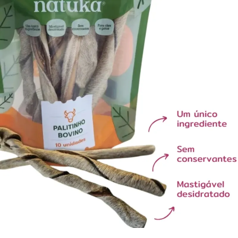 Natuka Palitinho Bovino para Cães - 10  un