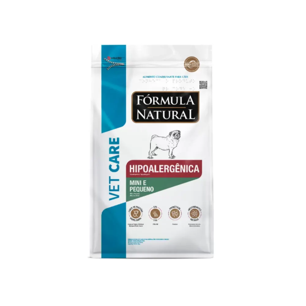 Ração Fórmula Natural Vet Care Hipoalergênica Cães Mini/Pequeno Hipersensibilidade Alimentar 2Kg