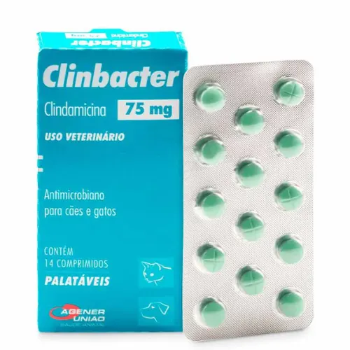 Clinbacter 75mg Agener União 14 comprimidos para Cães e Gatos