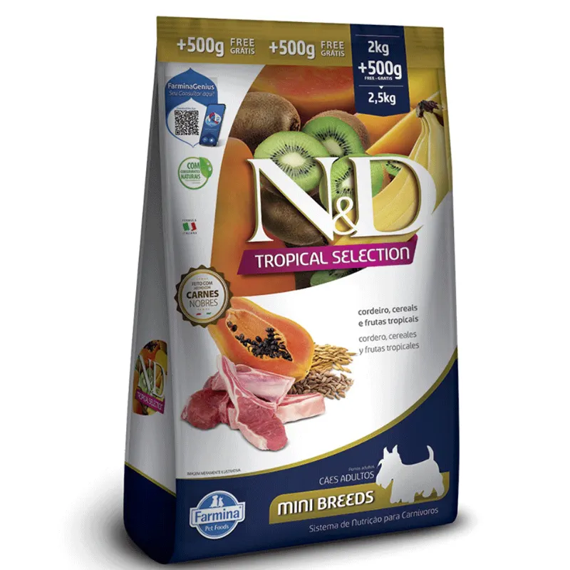 Ração N&D Tropical Selection para Cães Adultos Cordeiro Mini 2,5 Kg