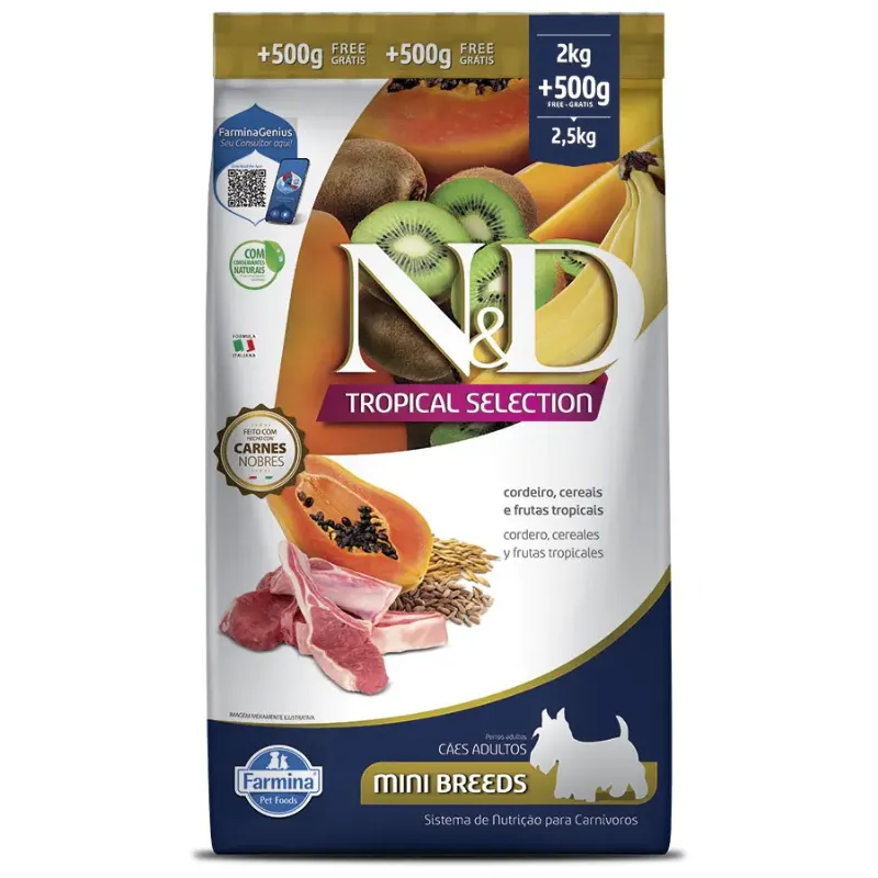 Ração N&D Tropical Selection para Cães Adultos Cordeiro Mini 2,5 Kg