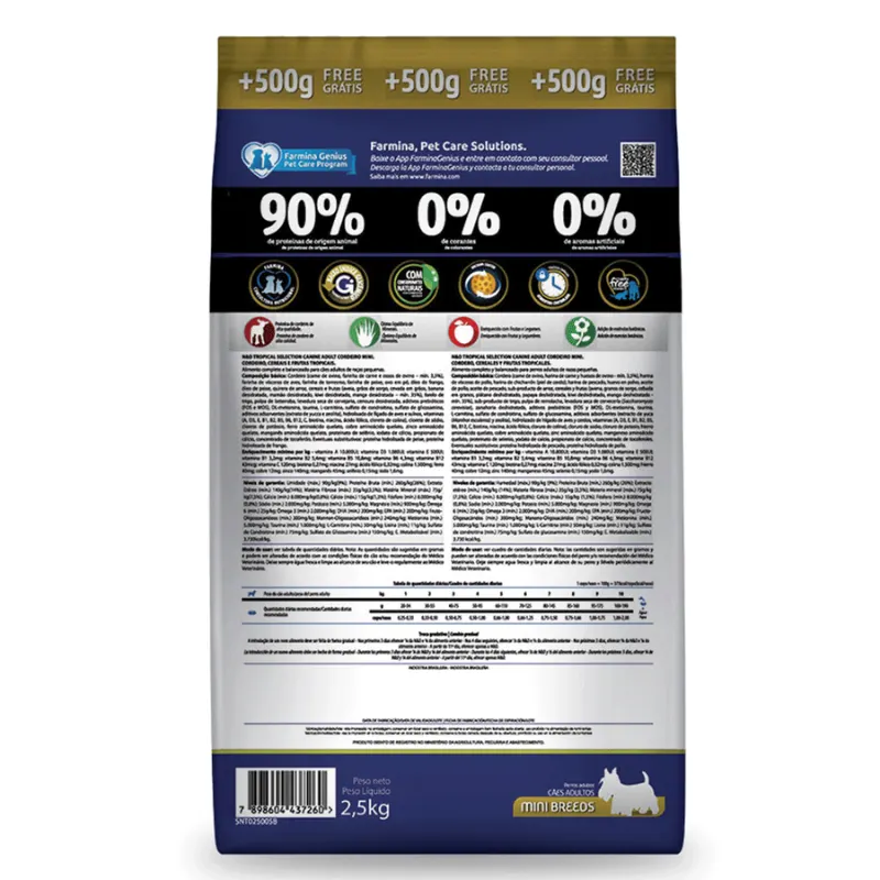 Ração N&D Tropical Selection para Cães Adultos Cordeiro Mini 2,5 Kg
