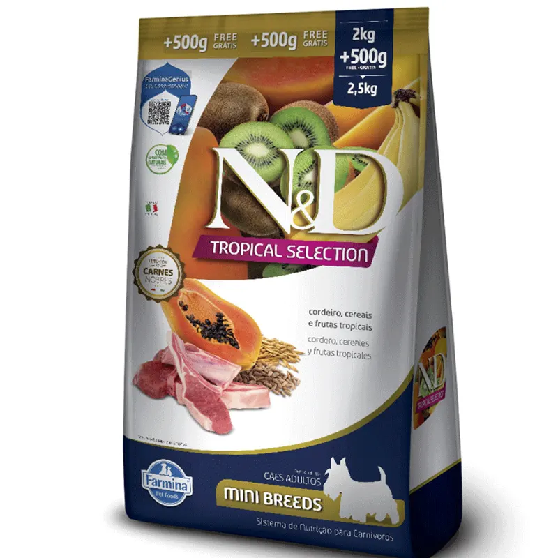 Ração N&D Tropical Selection para Cães Adultos Cordeiro Mini 2,5 Kg