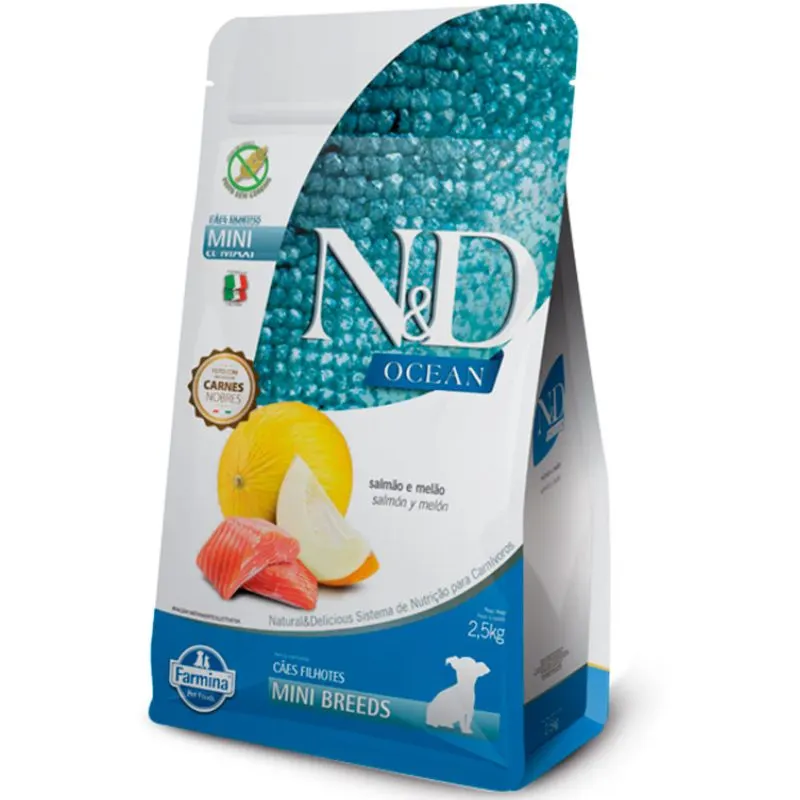 Ração N&D Ocean para Cães Filhotes de Porte Mini Sabor Salmão e Melão 800 g